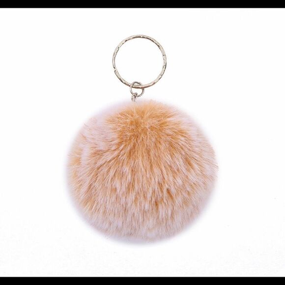 Fuzzy TAN Pom-Pom Keychain-Large  - Picture 1 of 3